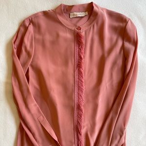 Tory Burch silk blouse, size 6, fringe down front